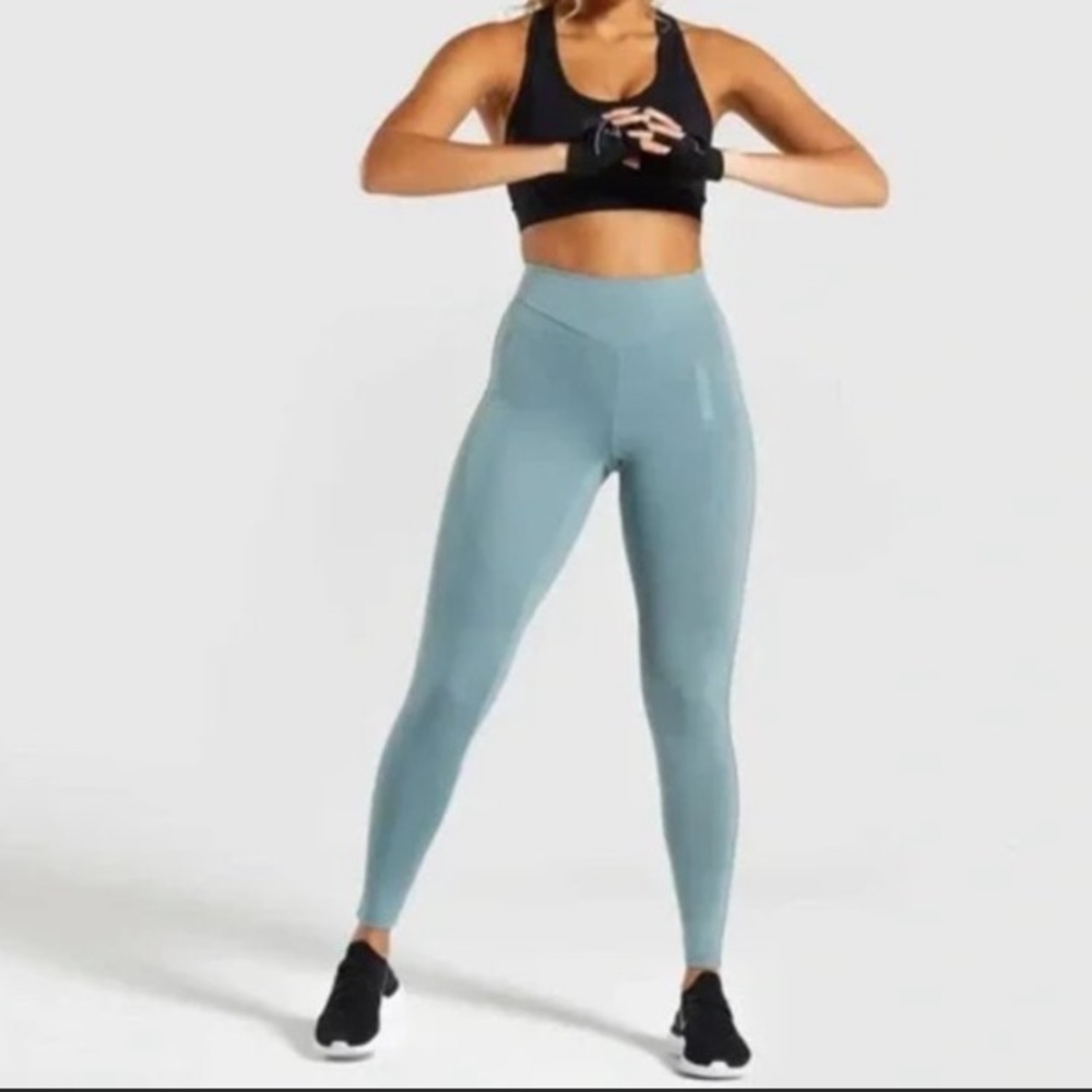 Gymshark Lustre turquoise patterned logo activewear leggings